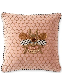 MacKenzie-Childs Queen Bee Pink Throw Pillow