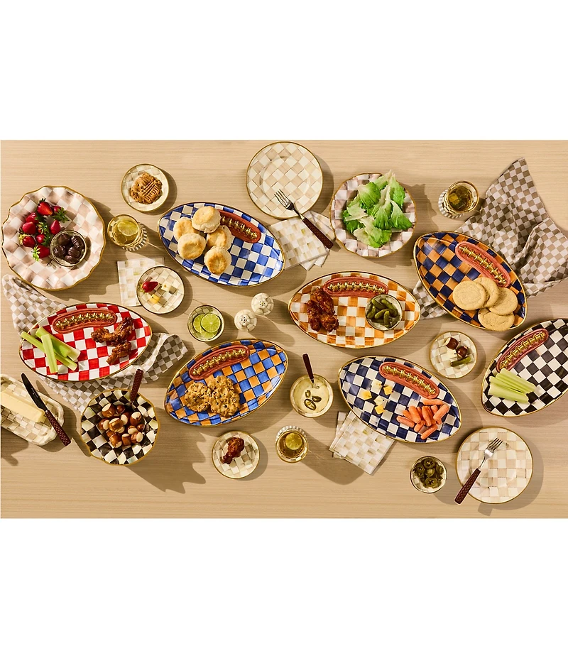MacKenzie-Childs Check®Ceramic Football Serving Platter