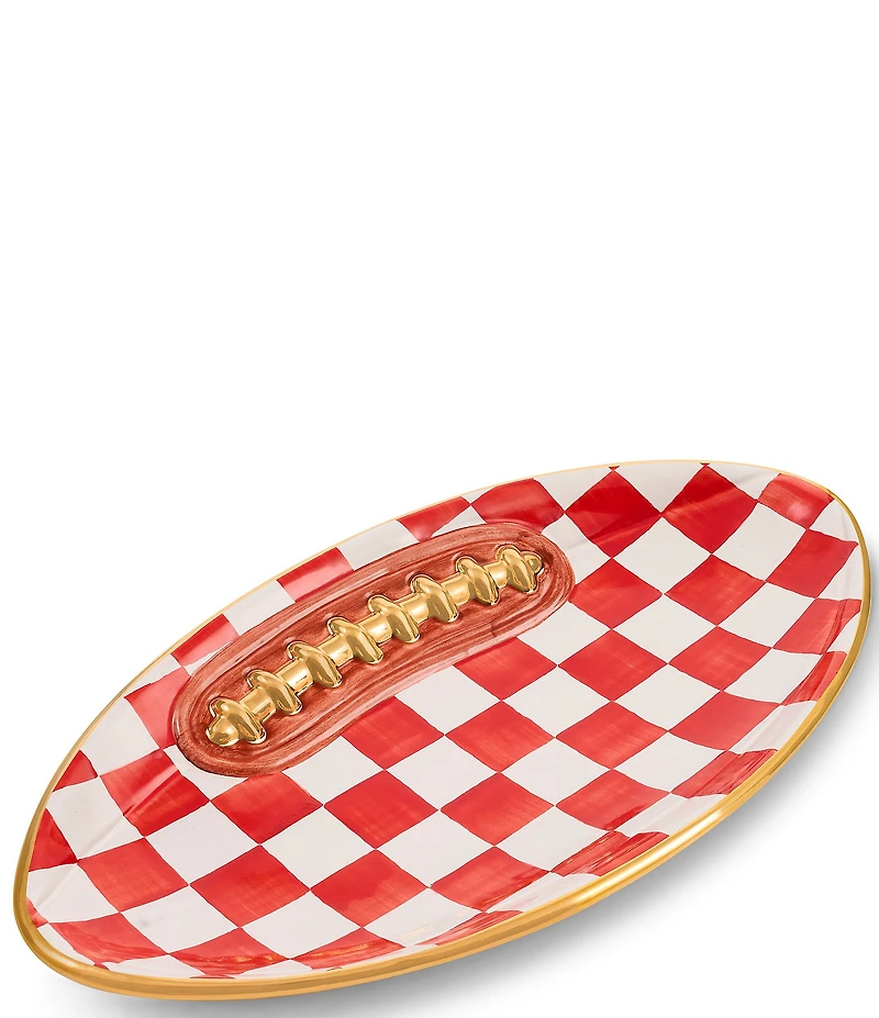 MacKenzie-Childs Check®Ceramic Football Serving Platter