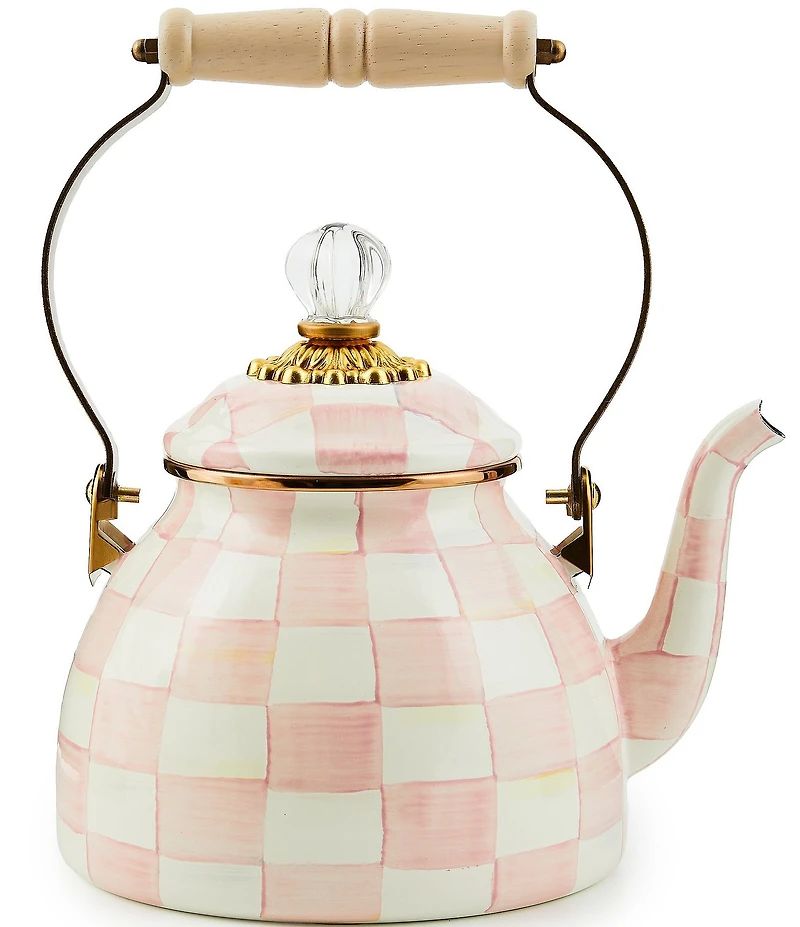MacKenzie-Childs Check Enamel Tea Kettle, 2 Qt.