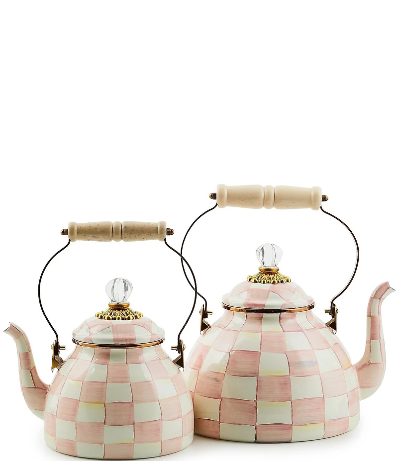 MacKenzie-Childs Check Enamel Tea Kettle, 2 Qt.