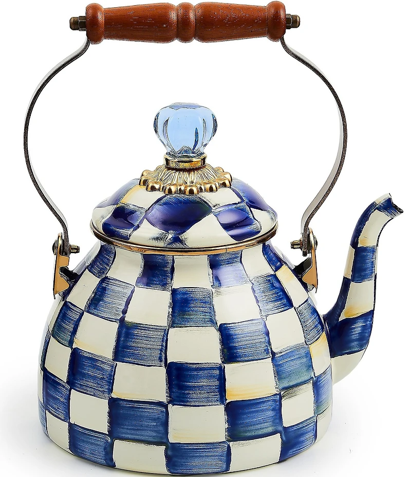 MacKenzie-Childs Check Enamel Tea Kettle, 2 Qt.