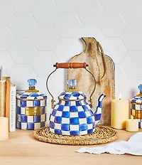 MacKenzie-Childs Check Enamel Tea Kettle, 2 Qt.