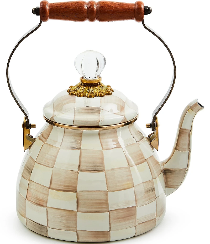 MacKenzie-Childs Check Enamel Tea Kettle, 2 Qt.