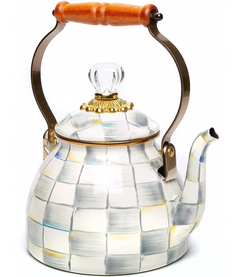 MacKenzie-Childs Check Enamel Tea Kettle, 2 Qt.