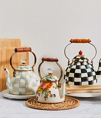 MacKenzie-Childs Check Enamel Tea Kettle, 2 Qt.