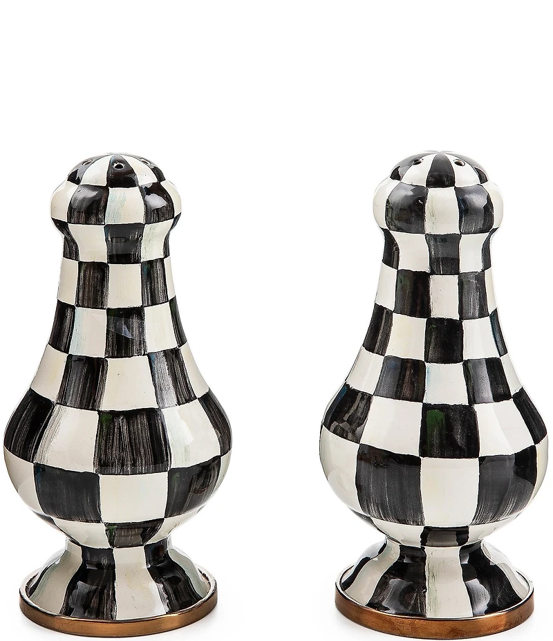 MacKenzie-Childs Check Enamel Large Salt & Pepper Shaker Set