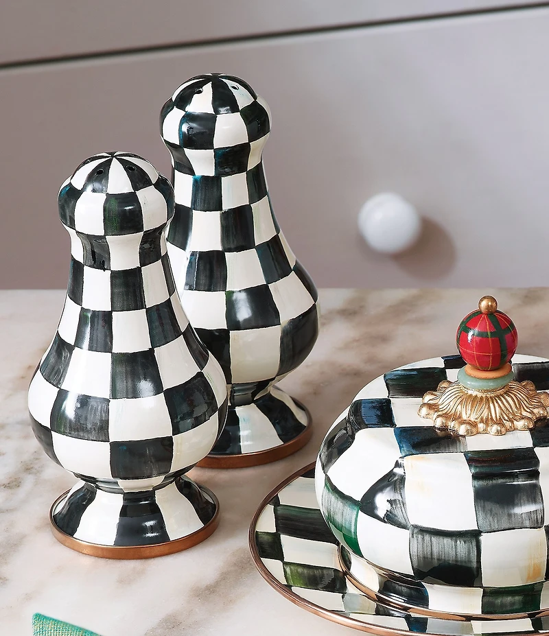MacKenzie-Childs Check Enamel Large Salt & Pepper Shaker Set