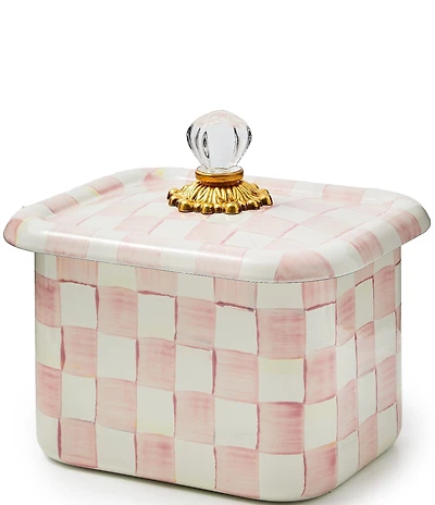 MacKenzie-Childs Check Enamel Glass Knob Recipe Box