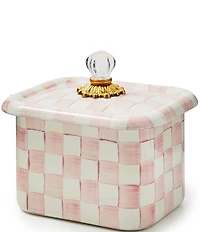 MacKenzie-Childs Check Enamel Glass Knob Recipe Box