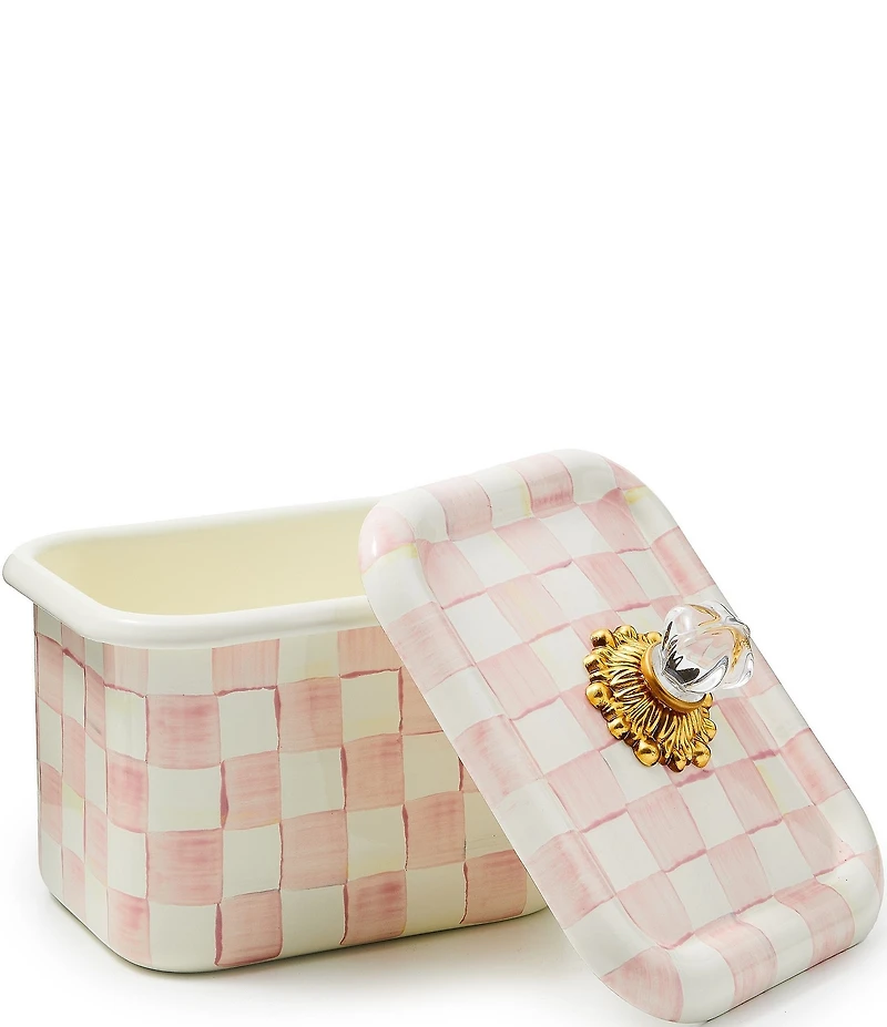 MacKenzie-Childs Check Enamel Glass Knob Recipe Box