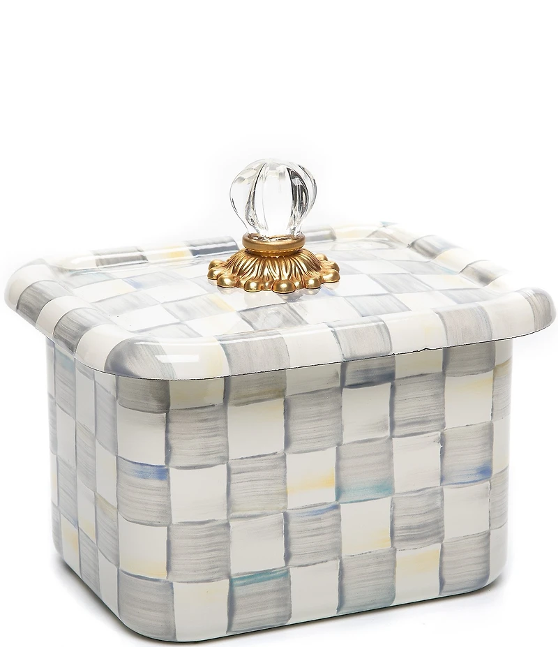 MacKenzie-Childs Check Enamel Glass Knob Recipe Box