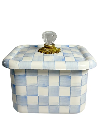 MacKenzie-Childs Check Enamel Glass Knob Recipe Box