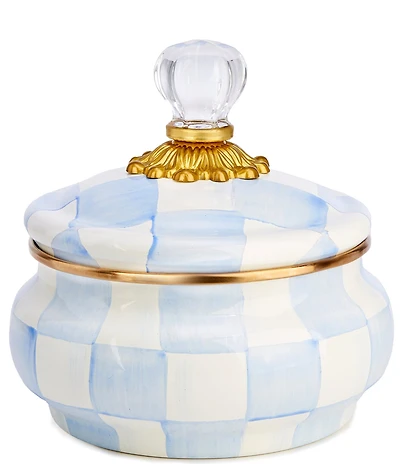 MacKenzie-Childs Check Enamel Squashed Pot Canister