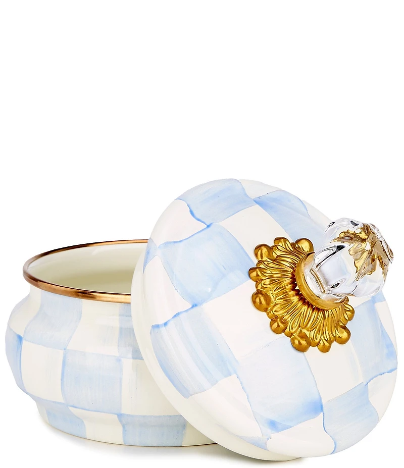 MacKenzie-Childs Check Enamel Squashed Pot Canister