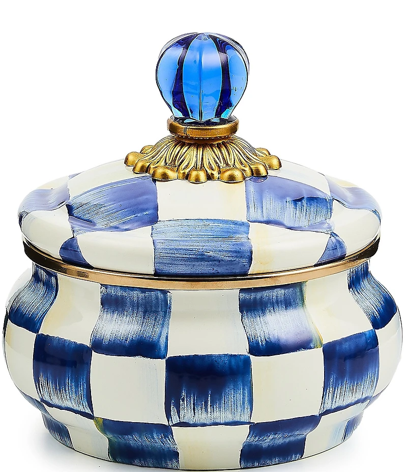 MacKenzie-Childs Check Enamel Squashed Pot Canister