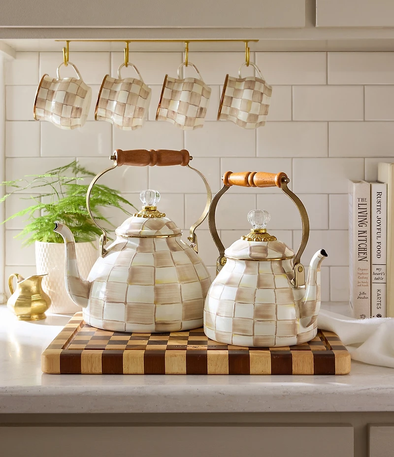 MacKenzie-Childs Check Enamel 3-Quart Tea Kettle