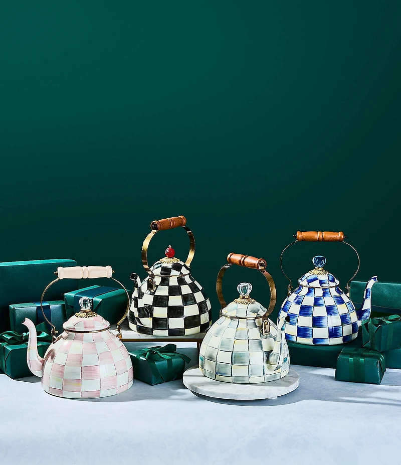MacKenzie-Childs Check Enamel 3-Quart Tea Kettle