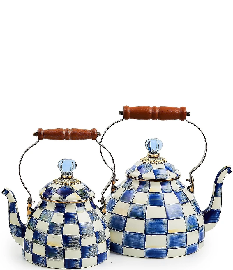 MacKenzie-Childs Check Enamel 3-Quart Tea Kettle