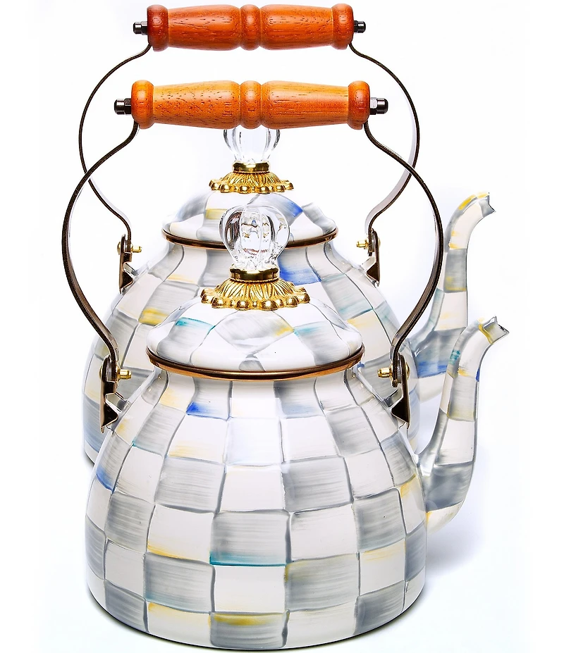 MacKenzie-Childs Check Enamel 3-Quart Tea Kettle