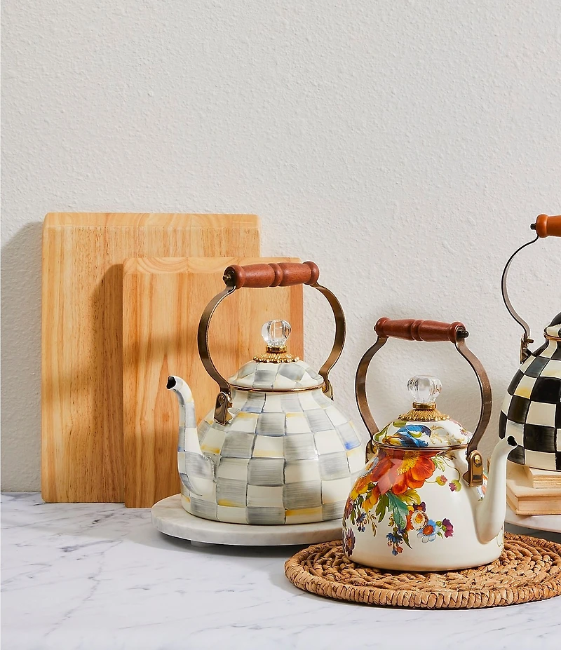 MacKenzie-Childs Check Enamel 3-Quart Tea Kettle