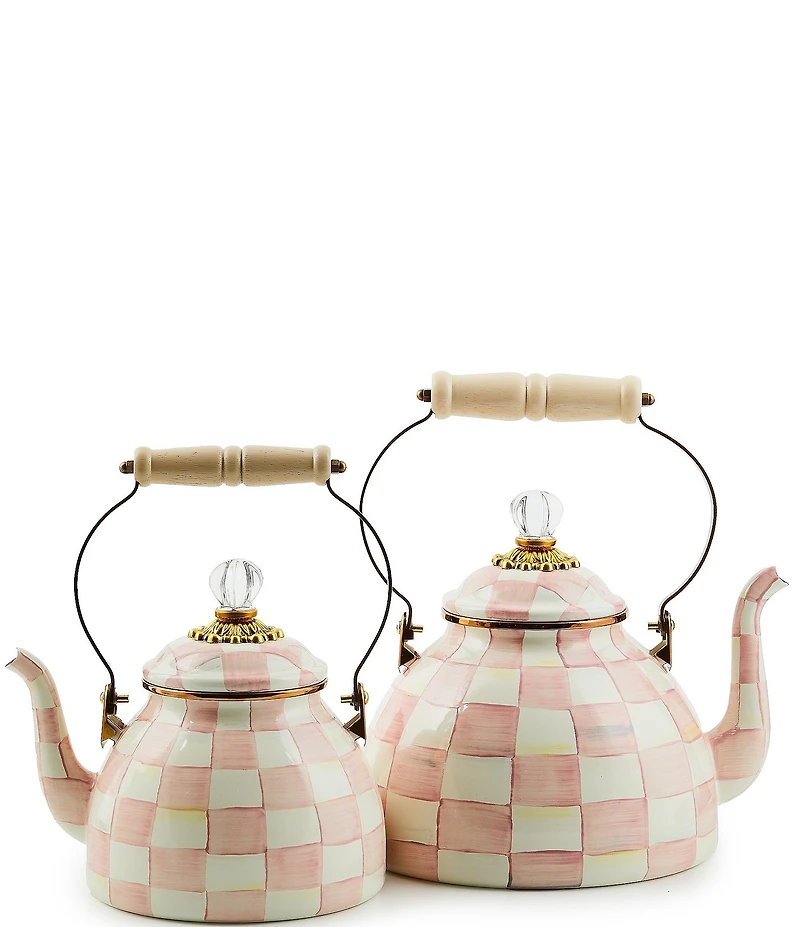 MacKenzie-Childs Check Enamel 3-Quart Tea Kettle