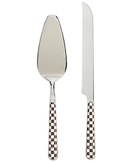 MacKenzie-Childs Stainless Steel Check Bistro Cake Serving Set