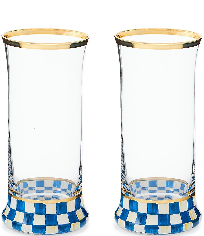 MacKenzie-Childs Check Highball Glass, Set of 2