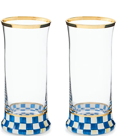 MacKenzie-Childs Check Novelty Highball Glass, Set of 2
