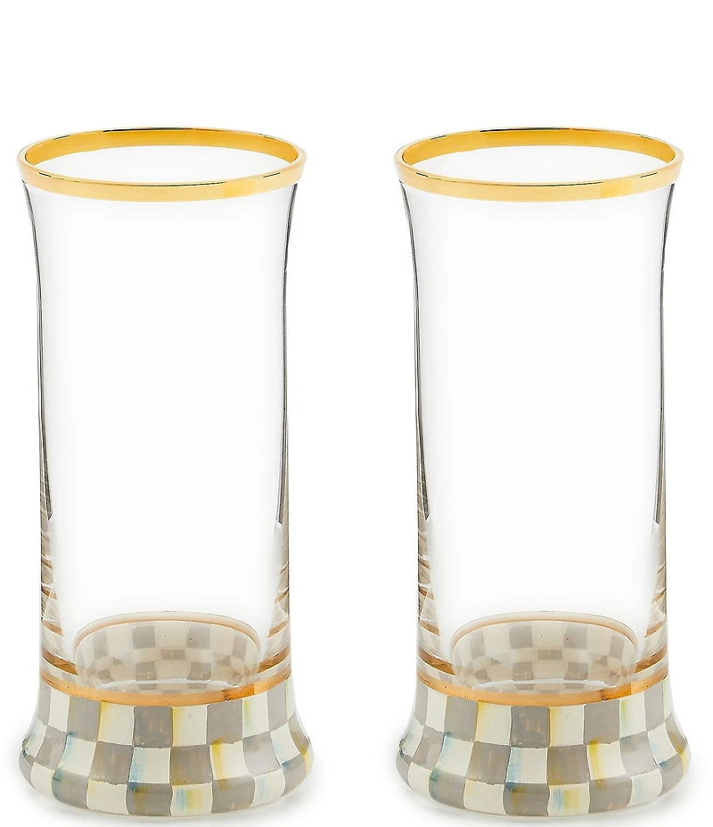 MacKenzie-Childs Check Highball Glass, Set of 2
