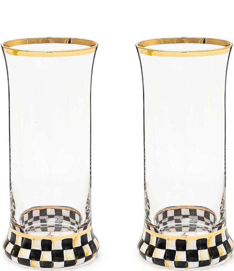 MacKenzie-Childs Check Highball Glass, Set of 2