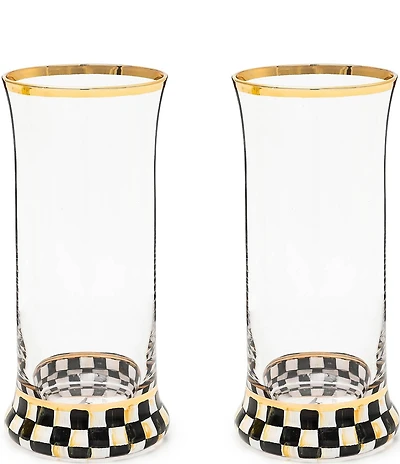 MacKenzie-Childs Check Highball Glass, Set of 2