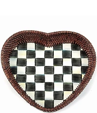 MacKenzie-Childs Check® Rattan & Enamel Heart Tray