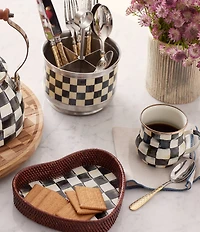 MacKenzie-Childs Check® Rattan & Enamel Heart Tray