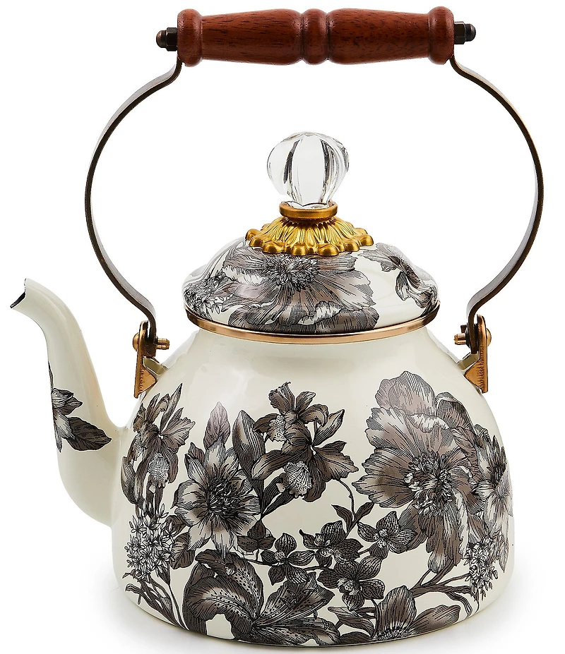 MacKenzie-Childs Sterling English Garden 2 Quart Tea Kettle