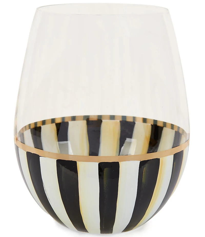 MacKenzie-Childs Stripe Stemless Wine Glass