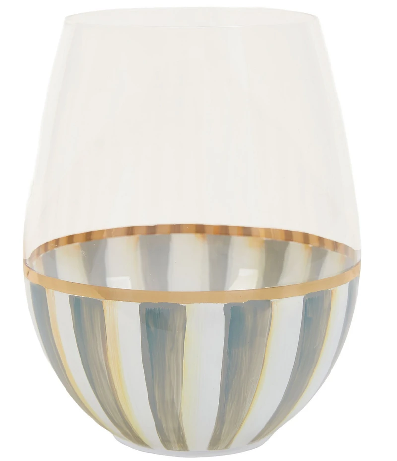 MacKenzie-Childs Stripe Stemless Wine Glass