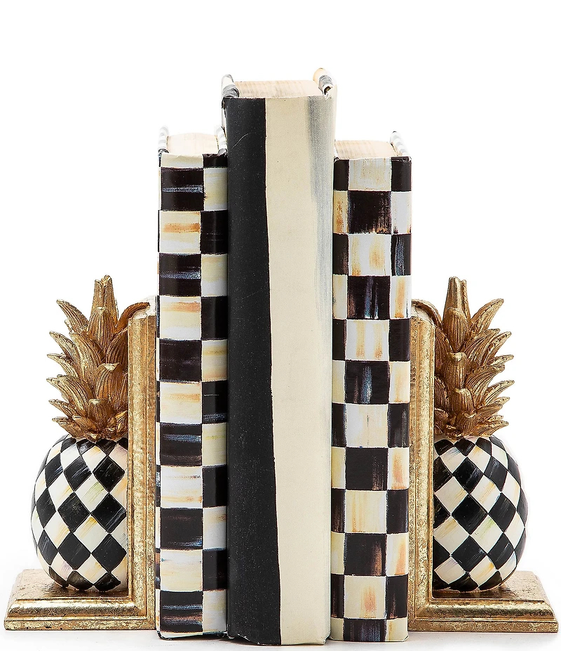 MacKenzie-Childs Stylish Pineapple Bookends, Set of 2