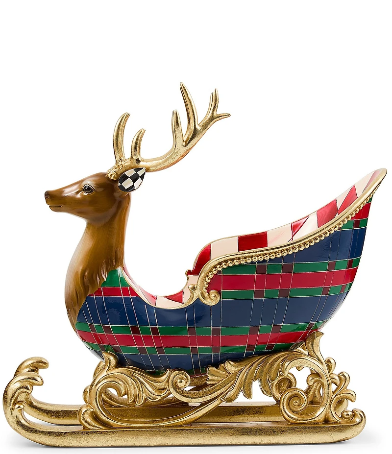 MacKenzie-Childs Timeless Tartan Collection Deer Sleigh Figurine