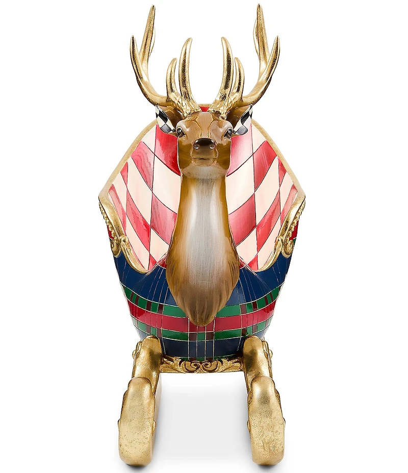 MacKenzie-Childs Timeless Tartan Collection Deer Sleigh Figurine