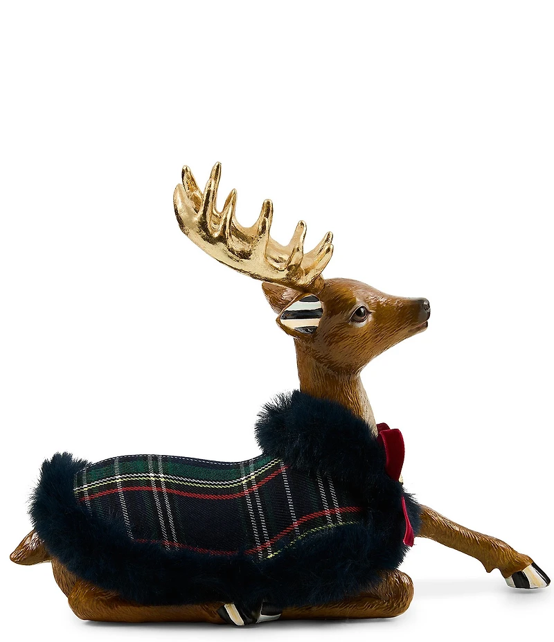 MacKenzie-Childs Timeless Tartan Collection Resting Deer Figurine