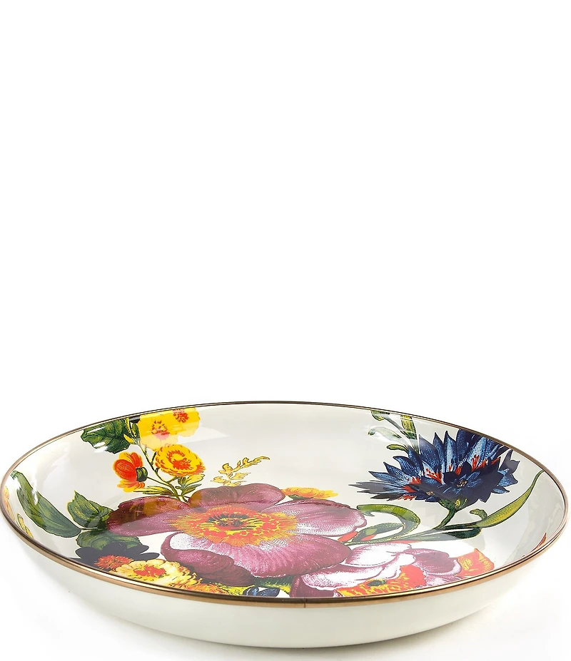 MacKenzie-Childs White Floral Market Enamel Abundant Bowl