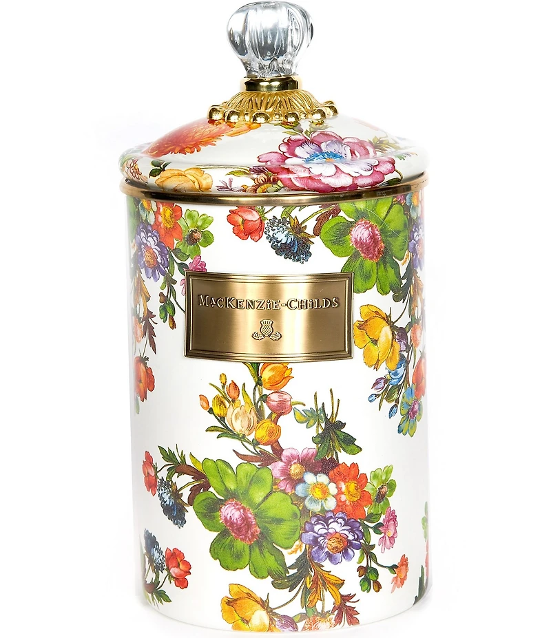 MacKenzie-Childs White Flower Market Canister