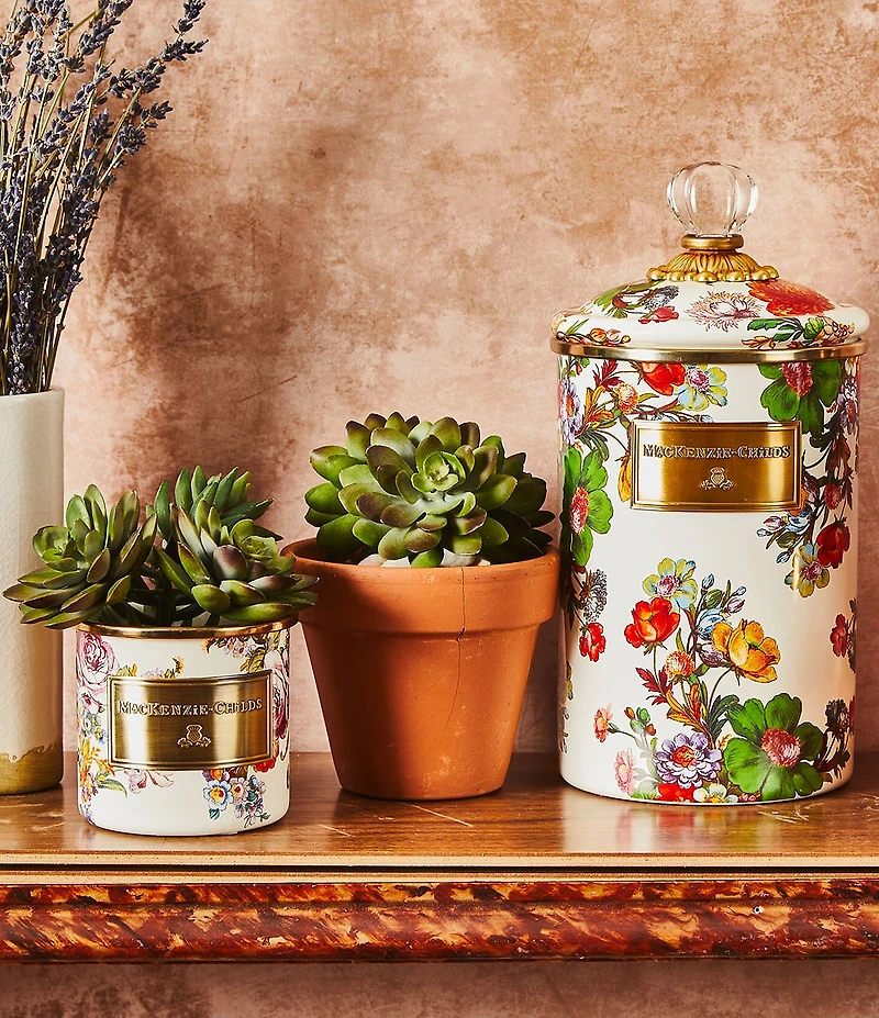 MacKenzie-Childs White Flower Market Canister