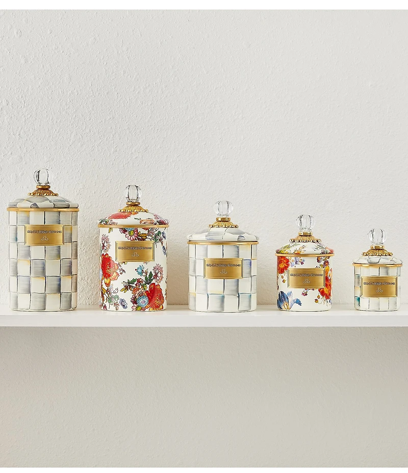 MacKenzie-Childs White Flower Market Canister
