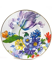 MacKenzie-Childs White Flower Market Enamel Dinner Plate