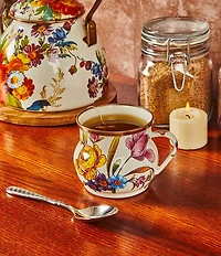 MacKenzie-Childs White Flower Market Enamel Mug