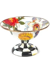 MacKenzie-Childs White Flower Market Footed Compote