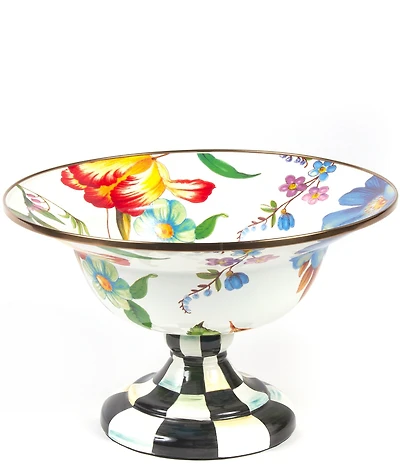 MacKenzie-Childs White Flower Market Large Compote