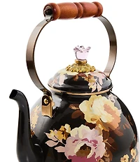 MacKenzie-Childs Wild Rose Brown 3 Quart Tea Kettle